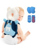 Baby Head Protector Cushion Toddler Head Protection Pillow Baby Backpack with Knee Pads&Anti-Slip Socks (Bee - Crystal Velvet)